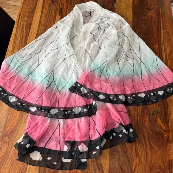 Butterfly Wing Print Kimono Cardigan Shinobu Kocho Demon Slayer Anime Cosplay - Picture 2 of 9